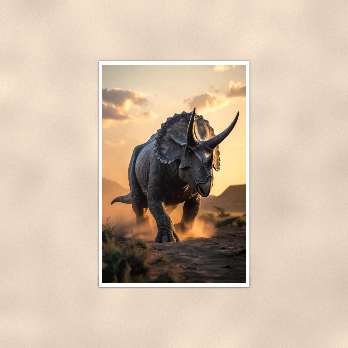 Triceratops Sunset Plains - Dinosaur Poster 16x24 & 24x36 — Full product view