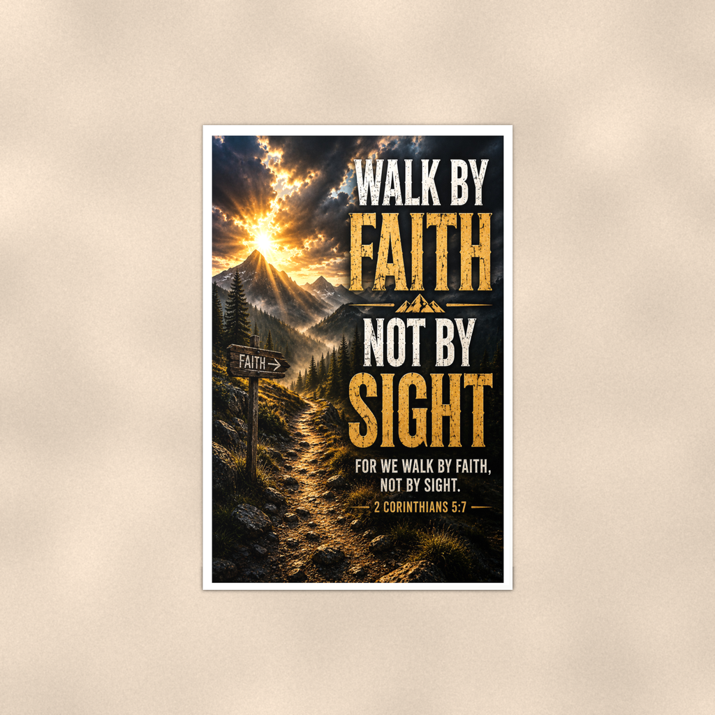 Walk By Faith, Not Sight - 2 Corinthians 5:7, Christian Poster 16x24 & 24x36 — Full product view