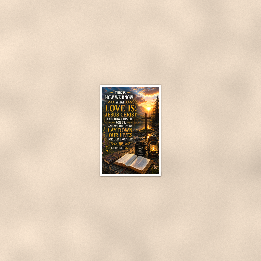 How We Know What Love Is - 1 John 3:16, Christian Poster 16x24 & 24x36 — Room display