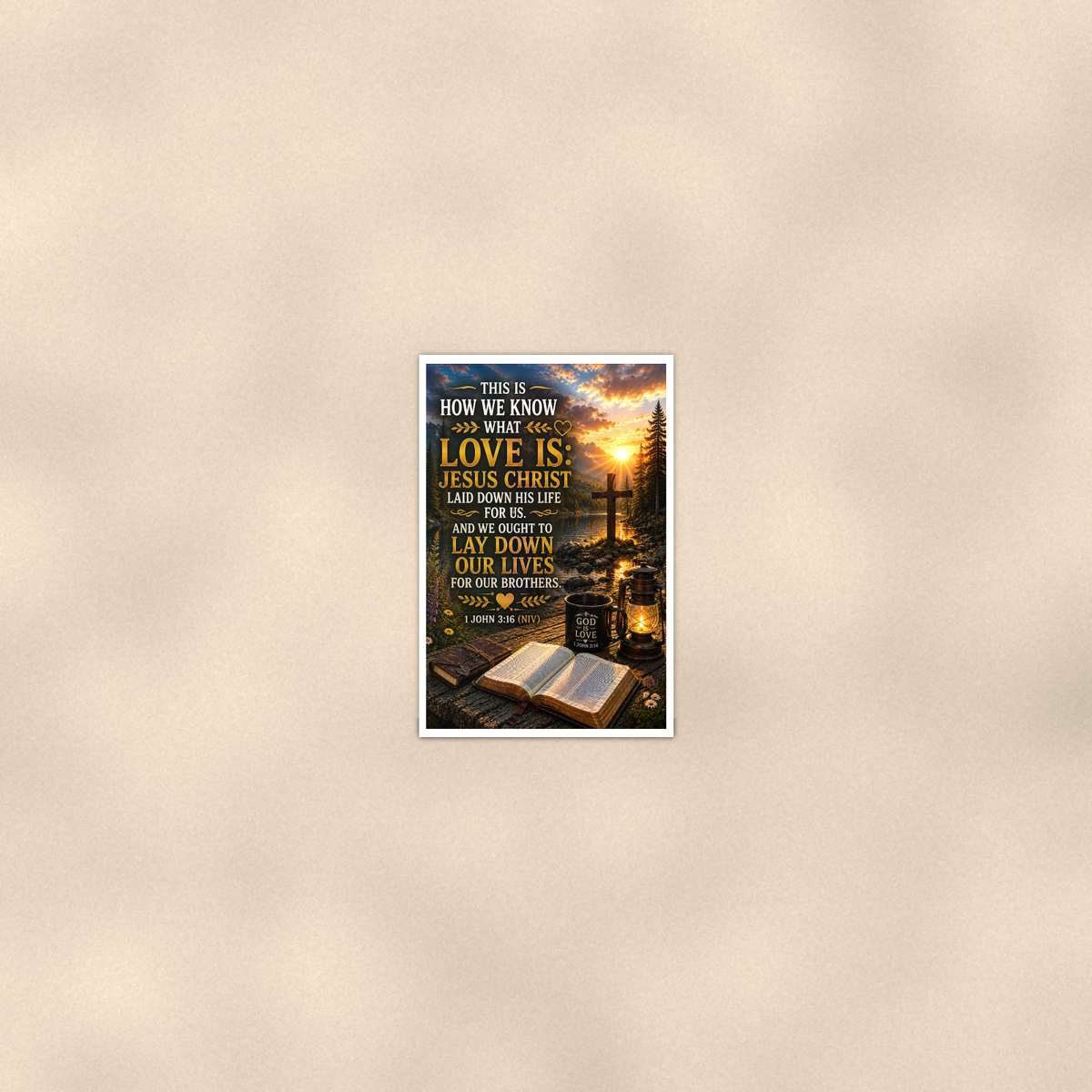 How We Know What Love Is - 1 John 3:16, Christian Poster 16x24 & 24x36 — Room display