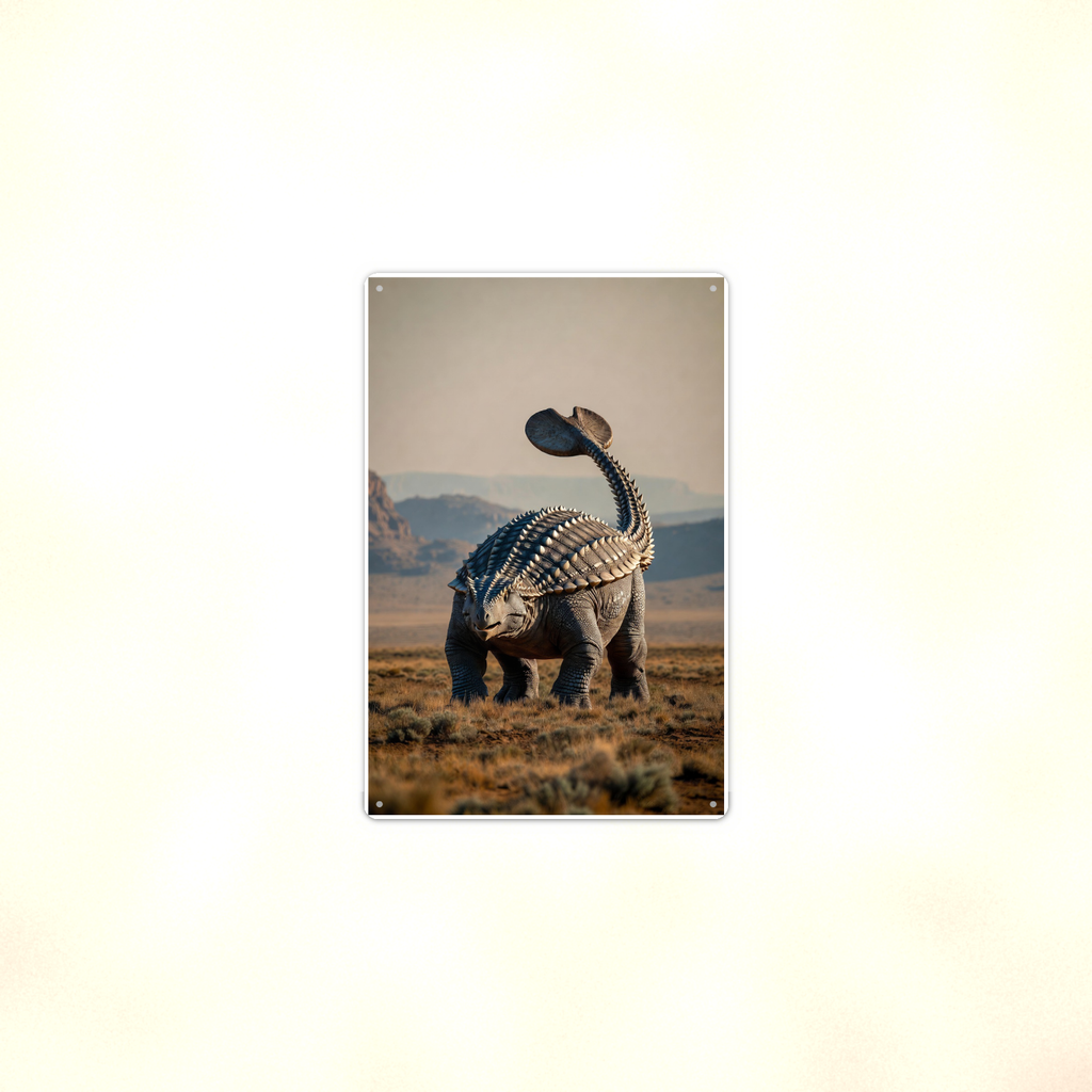 Ankylosaurus Desert Canyon - Dinosaur Metal Sign 8x12 & 12x18, Aluminum Decor — Context view
