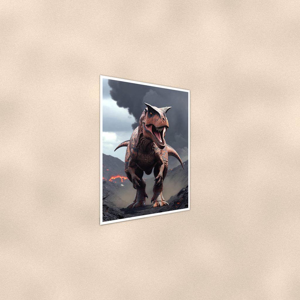 Carnotaurus Volcano Scene - Dinosaur Poster 16x24 & 24x36 — Alternate wall view