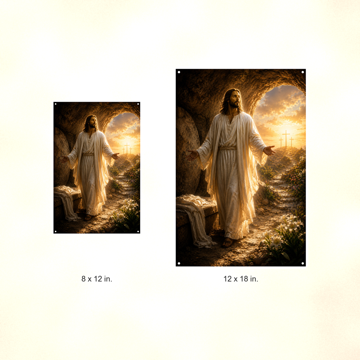 Resurrection, Empty Tomb - Christian Metal Sign 8x12 & 12x18 — Size options comparison