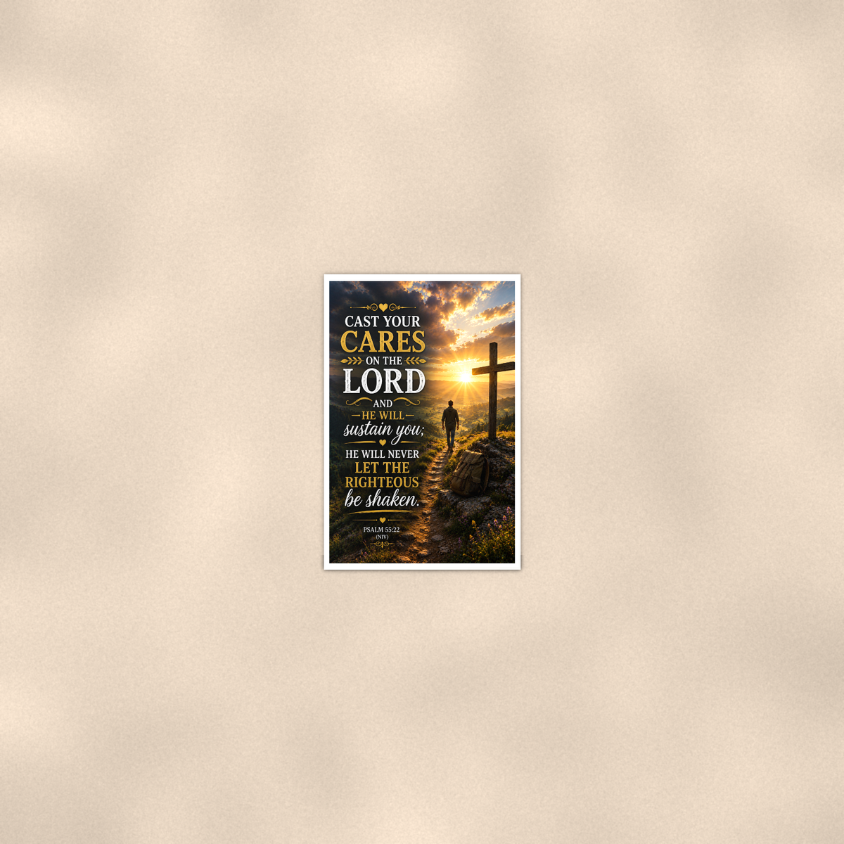 Cast Your Cares On The Lord - Psalm 55:22, Christian Poster 16x24 & 24x36 — Room display