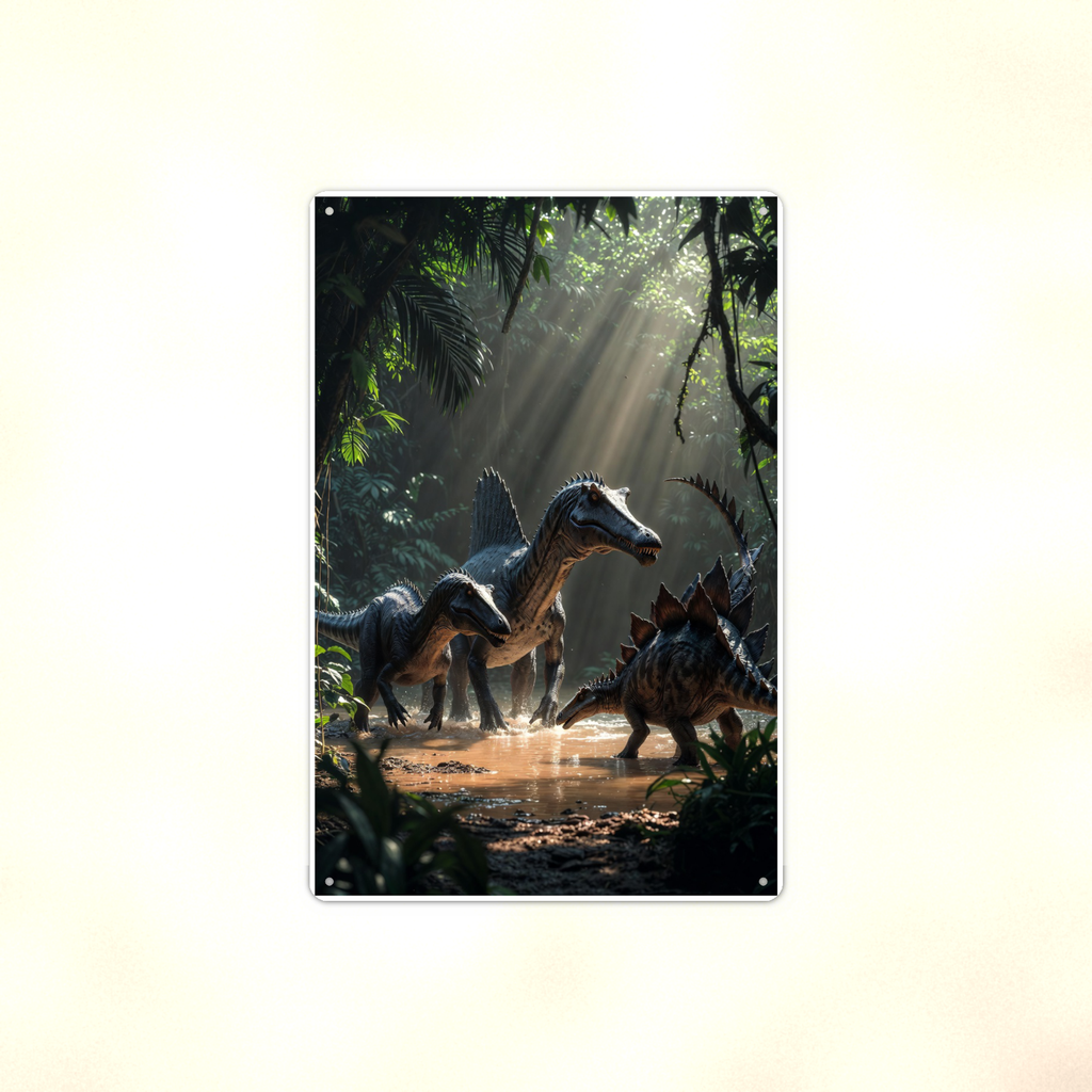 Spinosaurus River Pack - Dinosaur Metal Sign 8x12 & 12x18, Aluminum Decor — Full product view