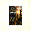 Cast Your Cares On The Lord - Psalm 55:22, Christian Metal Sign 8x12 & 12x18 — Full product view