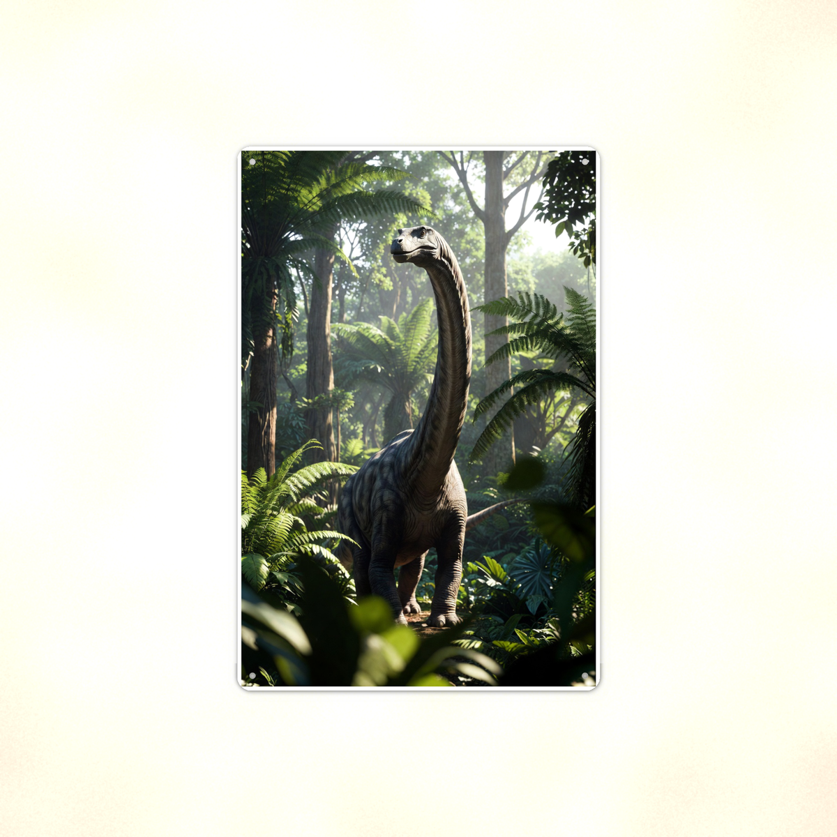 Long Neck Dinosaur Jungle Walk - Metal Sign 8x12 & 12x18, Aluminum Decor — Full product view