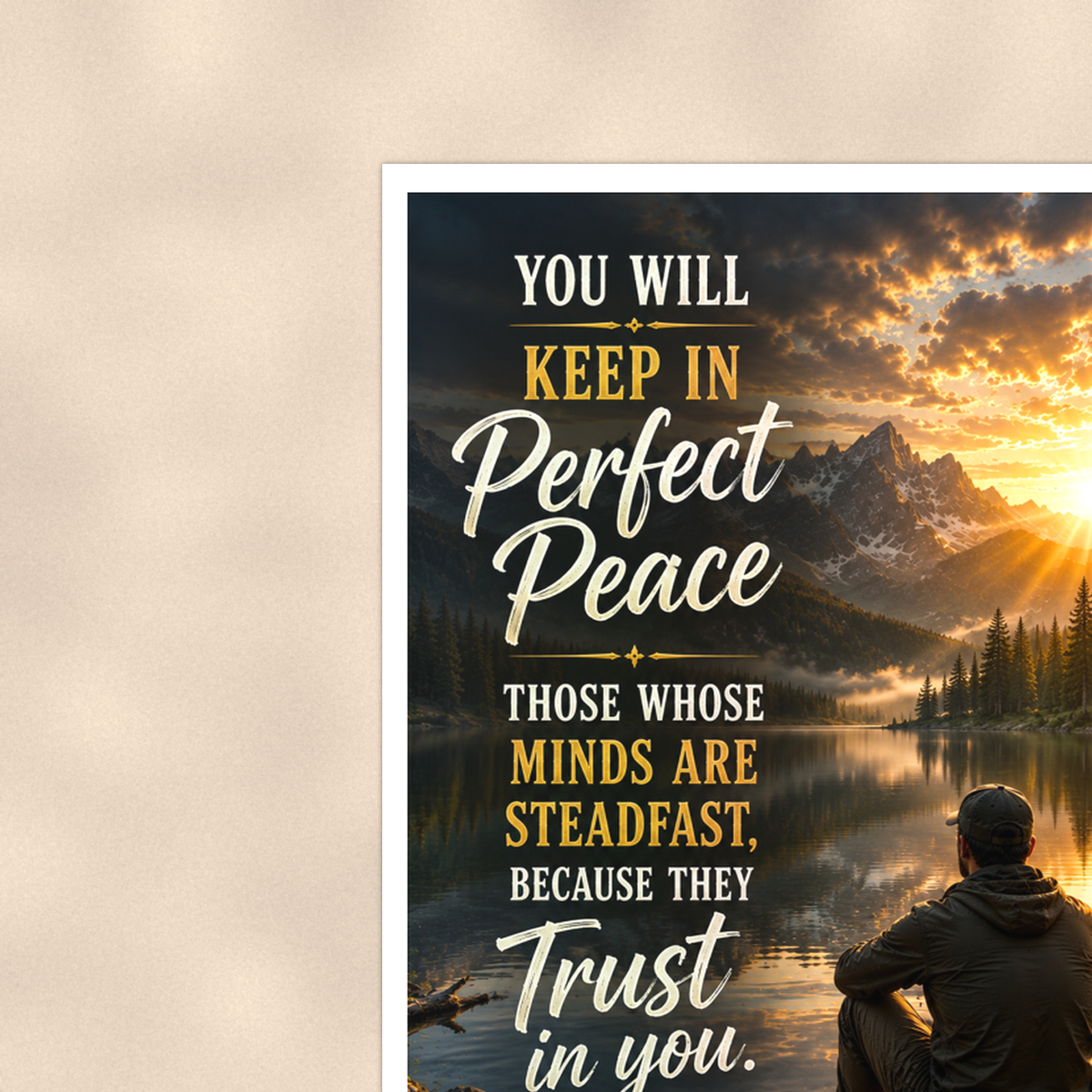 You Will Keep In Perfect Peace - Isaiah 26:3, Christian Poster 16x24 & 24x36 — Context view