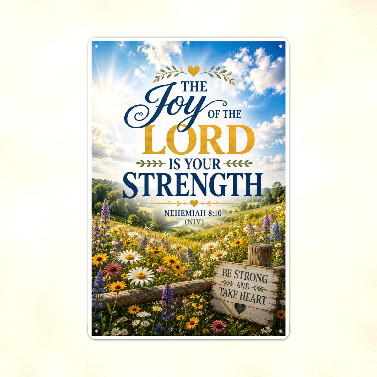 The Joy Of The Lord Is Your Strength - Nehemiah 8:10, Christian Metal Sign 8x12 & 12x18 — Print detail