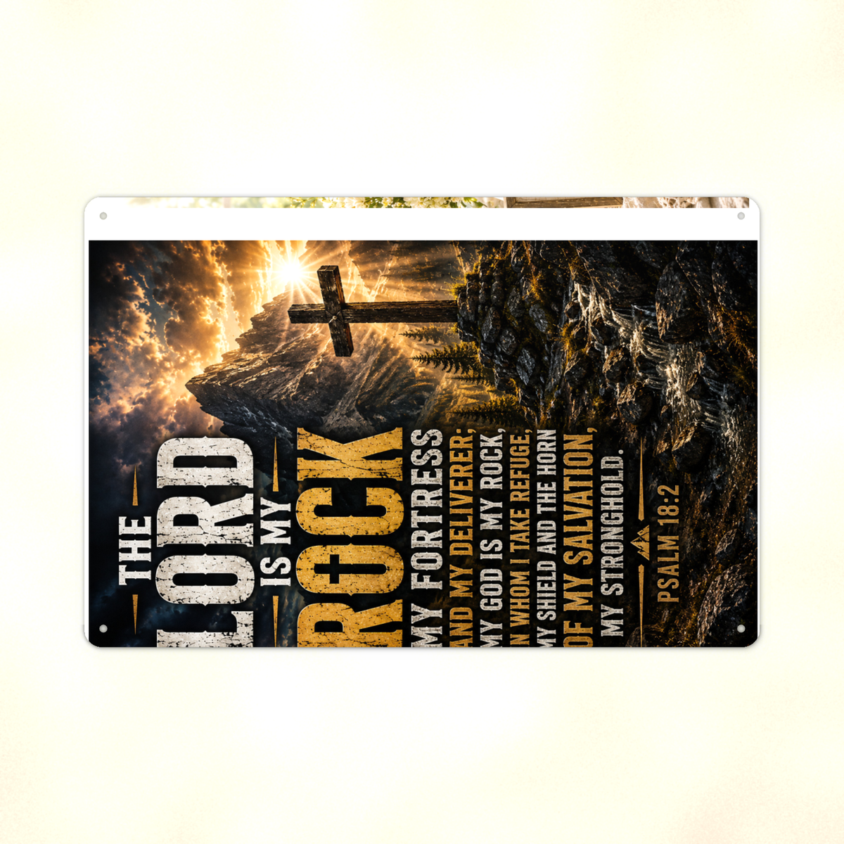 The Lord Is My Rock - Psalm 18:2, Christian Metal Sign 8x12 & 12x18 — Print detail