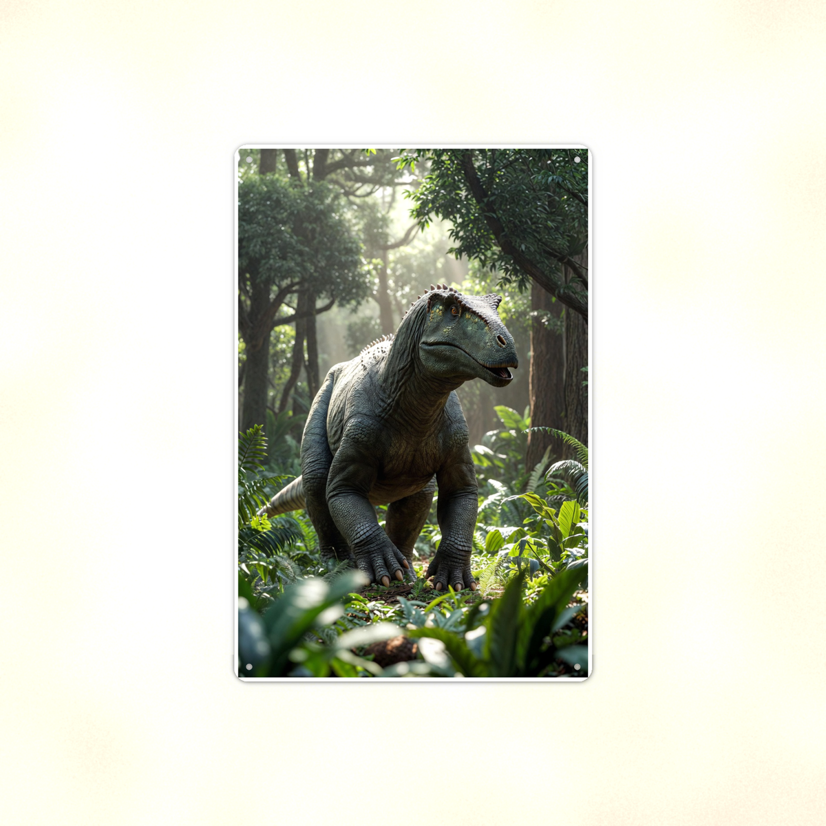 Horned Dinosaur Forest Scene - Metal Sign 8x12 & 12x18, Aluminum Decor — Full product view
