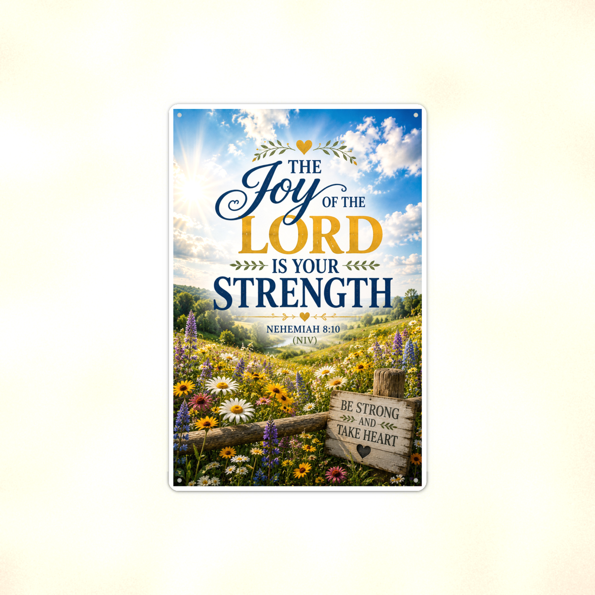 The Joy Of The Lord Is Your Strength - Nehemiah 8:10, Christian Metal Sign 8x12 & 12x18 — Full product view