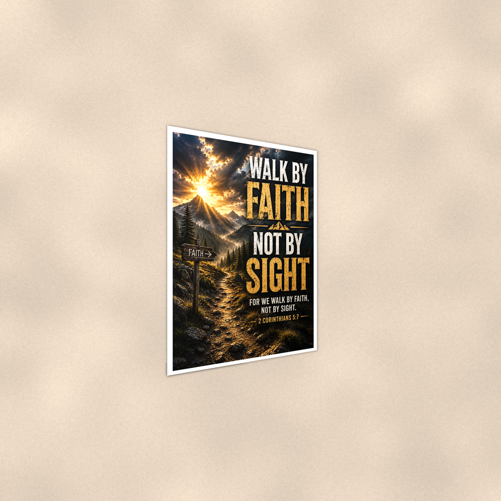 Walk By Faith, Not Sight - 2 Corinthians 5:7, Christian Poster 16x24 & 24x36 — Alternate wall view