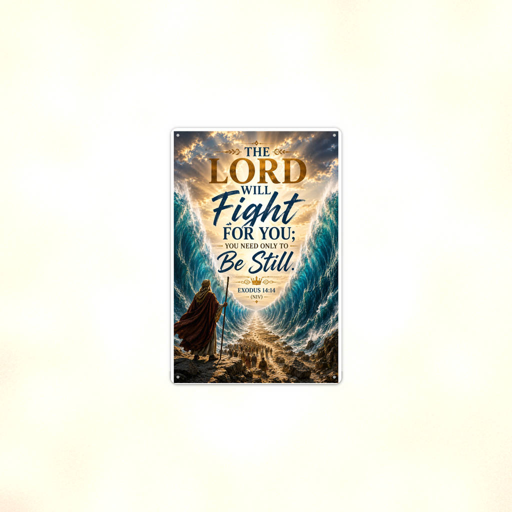 The Lord Will Fight For You, Be Still - Christian Metal Sign 8x12 & 12x18 — Context view