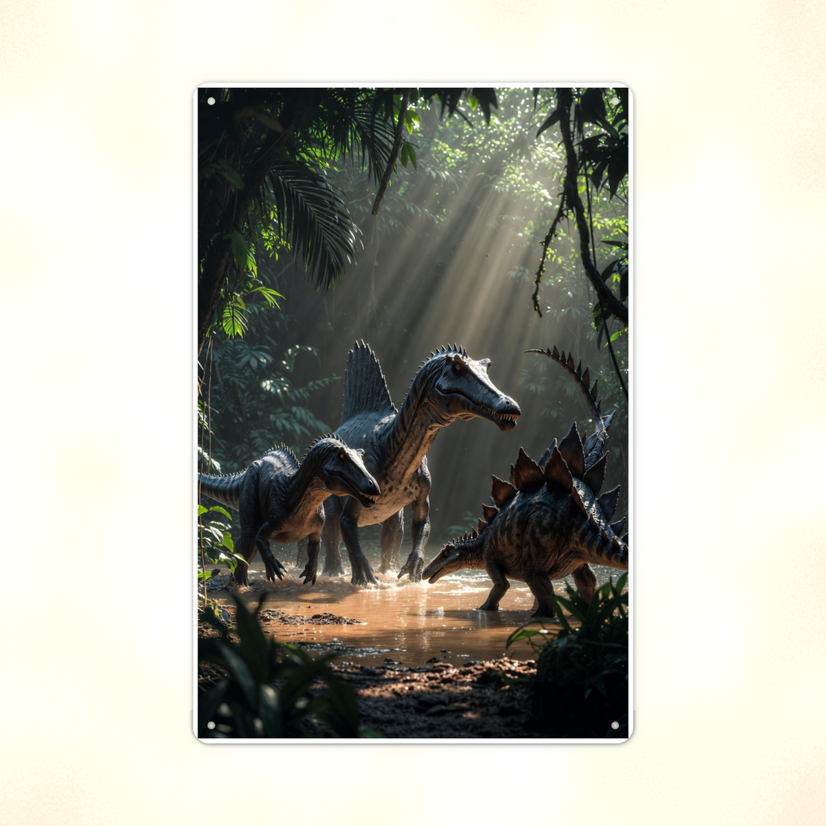 Spinosaurus River Pack - Dinosaur Metal Sign 8x12 & 12x18, Aluminum Decor — Print detail