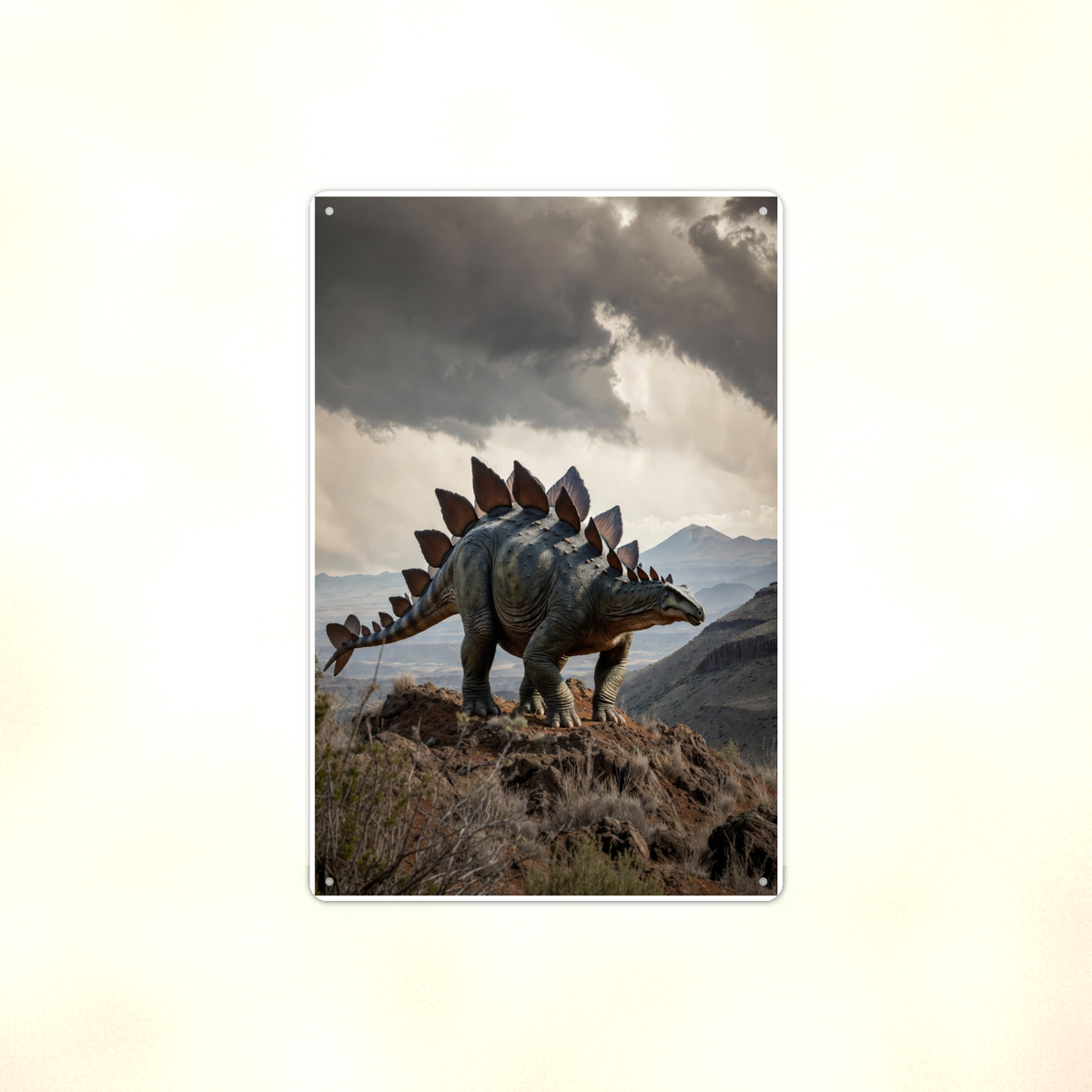 Stegosaurus Mountain Ridge - Dinosaur Metal Sign 8x12 & 12x18, Aluminum Decor — Full product view