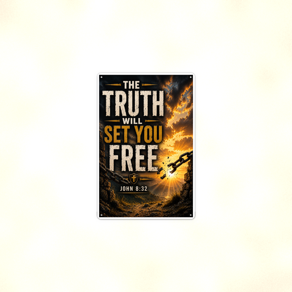 The Truth Will Set You Free - John 8:32, Christian Metal Sign 8x12 & 12x18 — Context view