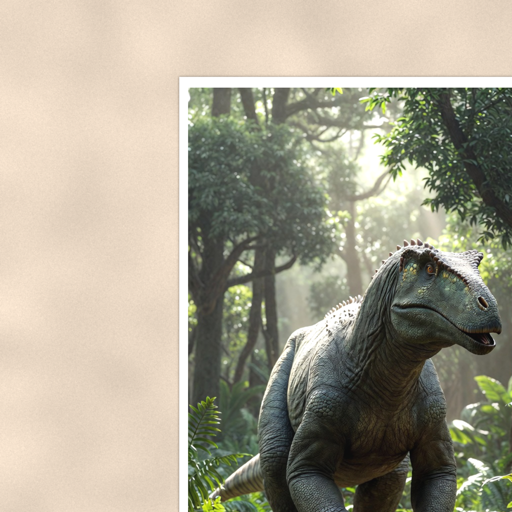 Horned Dinosaur Forest Scene - Poster 16x24 & 24x36, Kids Room Wall Art — Context view