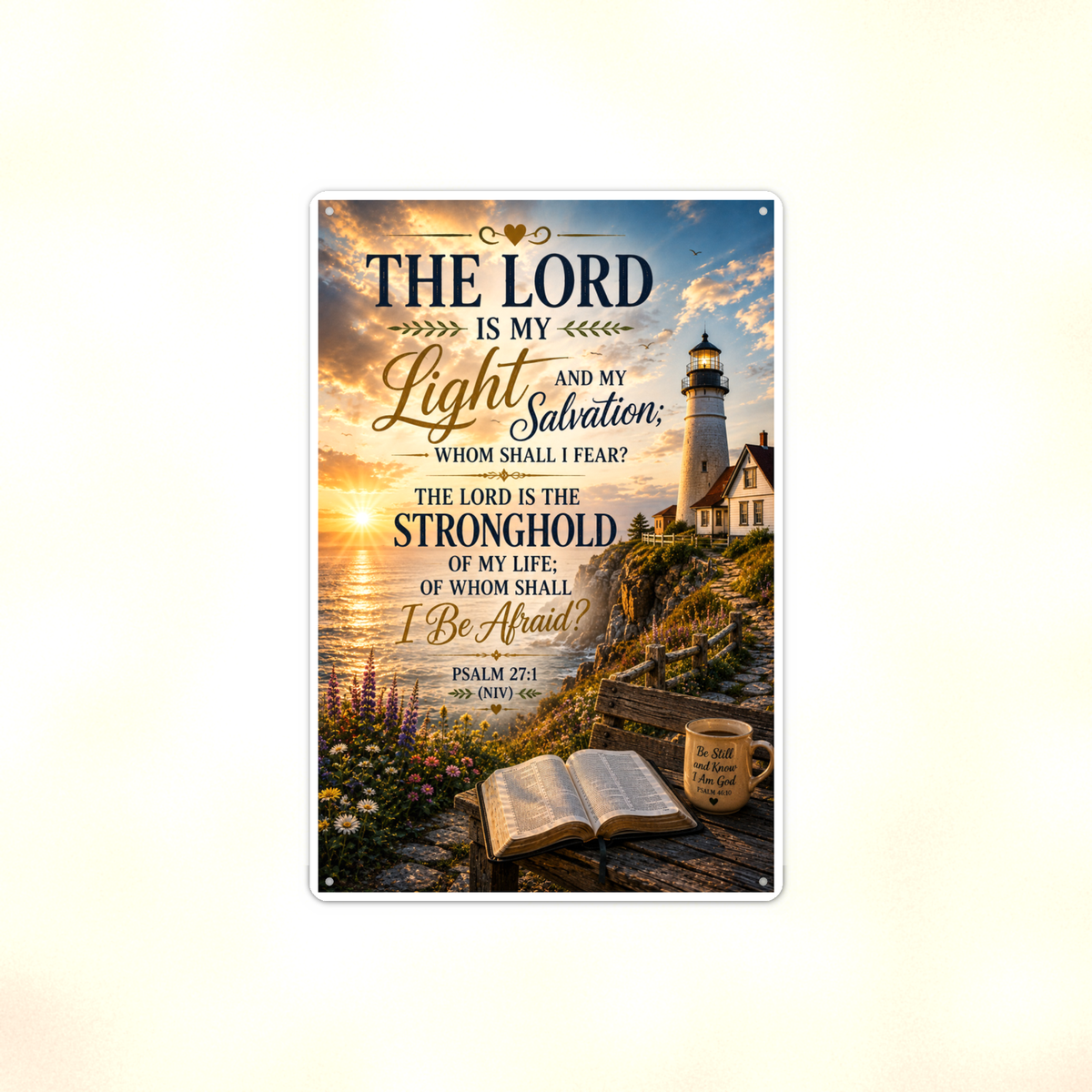 The Lord Is My Light And Salvation - Psalm 27:1, Christian Metal Sign 8x12 & 12x18 — Full product view