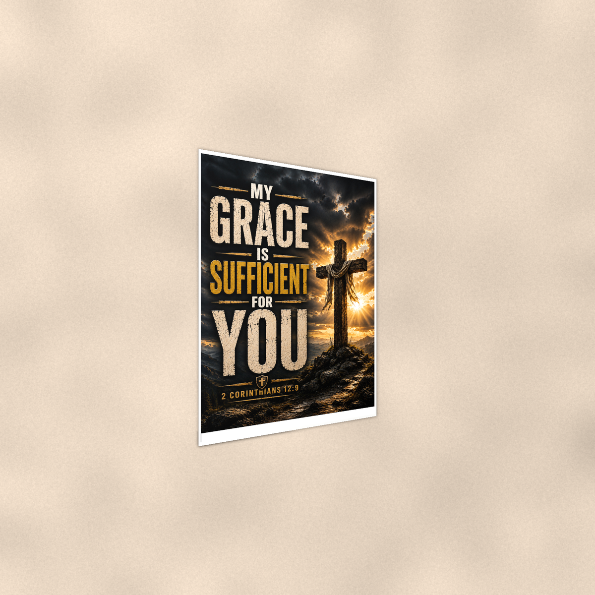 My Grace Is Sufficient For You - 2 Corinthians 12:9, Christian Poster 16x24 & 24x36 — Alternate wall view