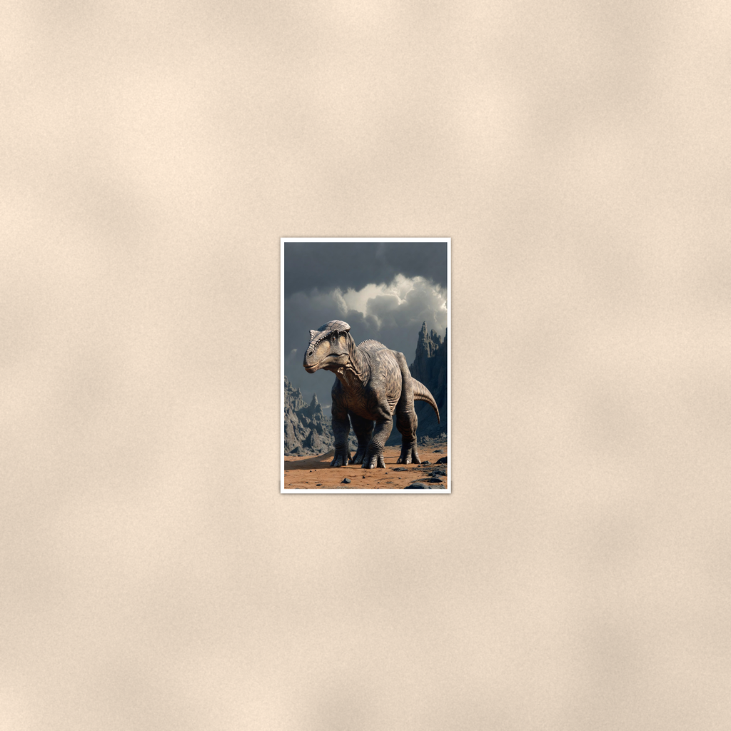 Dome Head Dinosaur, Storm Mountain Scene - Poster 16x24 & 24x36 — Room display