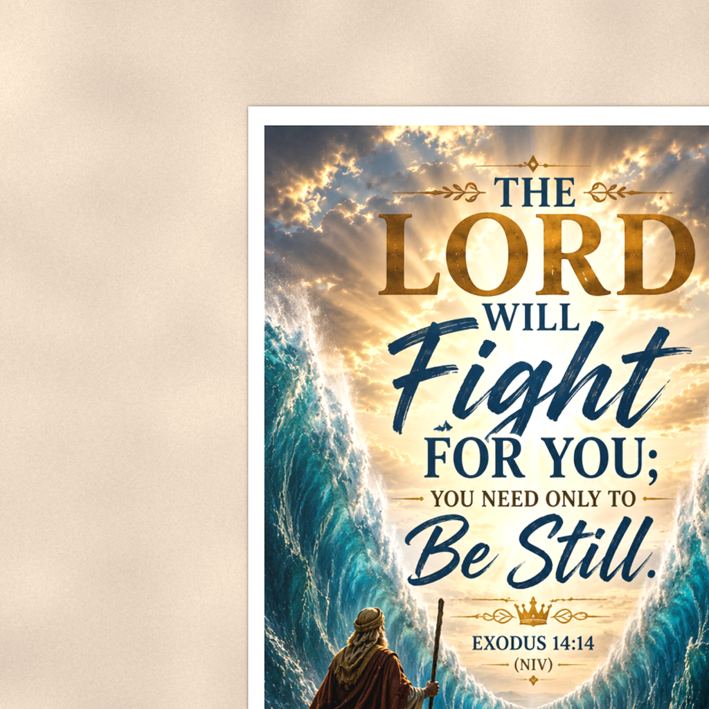 The Lord Will Fight For You, Be Still - Christian Poster 16x24 & 24x36 — Context view