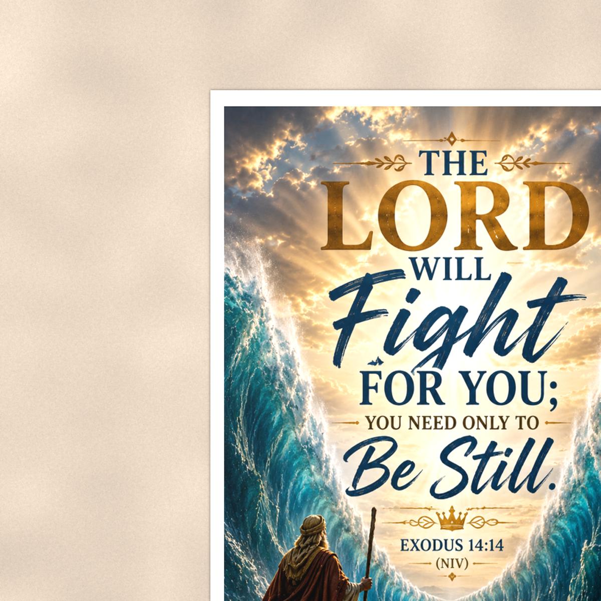 The Lord Will Fight For You, Be Still - Christian Poster 16x24 & 24x36 — Context view