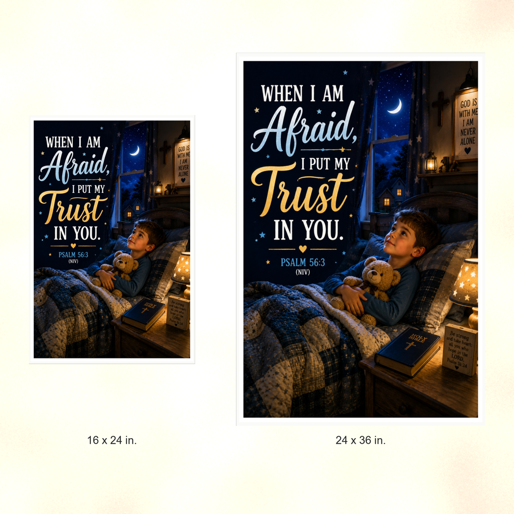 Poster size comparison: 16 x 24 inches and 24 x 36 inches, unframed.