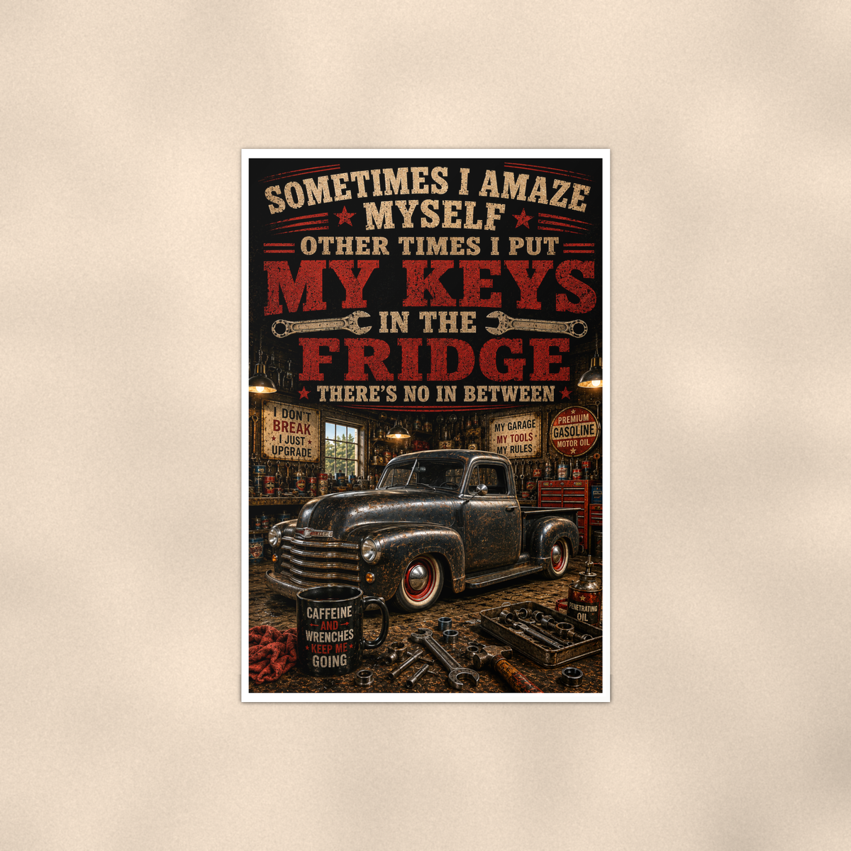 Sometimes I Amaze Myself - Keys In The Fridge, Funny Poster 16x24 & 24x36 — Full product view