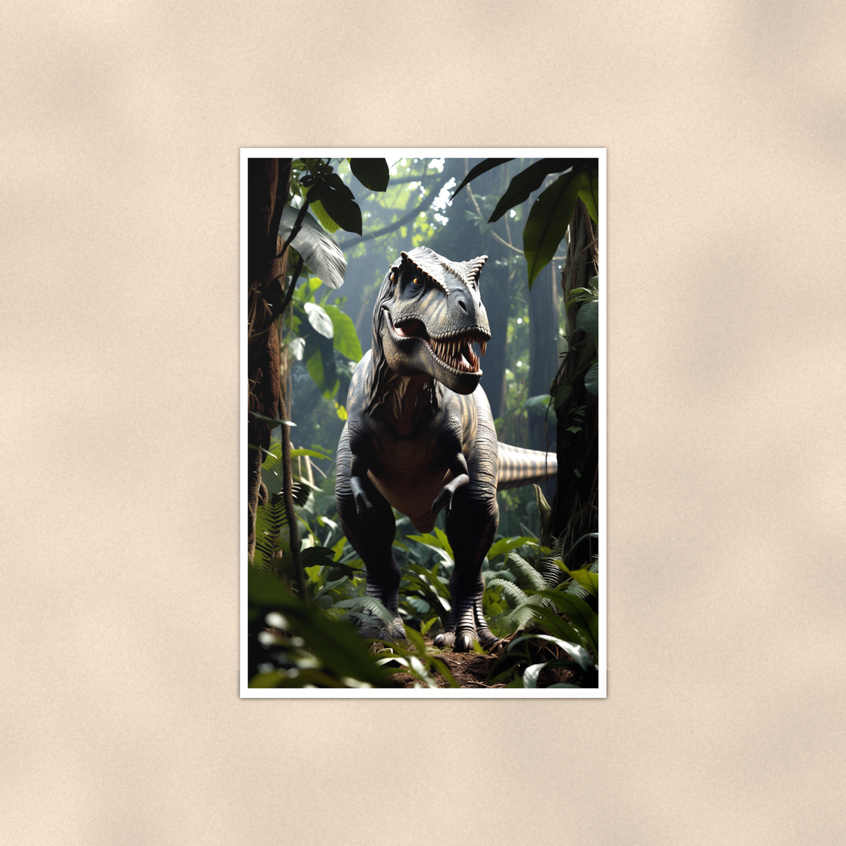 T-Rex Jungle Roar - Dinosaur Poster 16x24 & 24x36, Kids Room Wall Art — Full product view