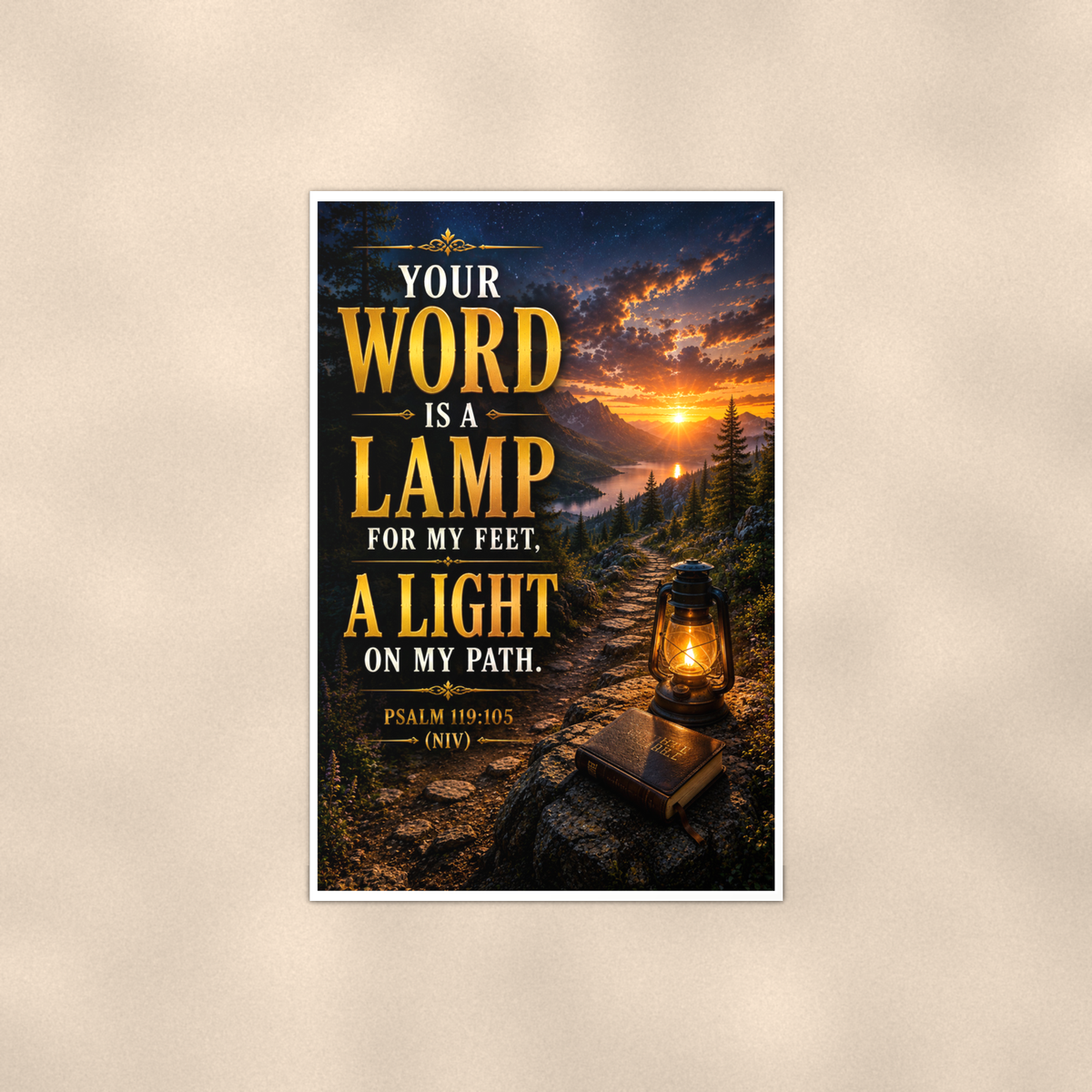 Your Word Is A Lamp For My Feet - Psalm 119:105, Christian Poster 16x24 & 24x36 — Full product view