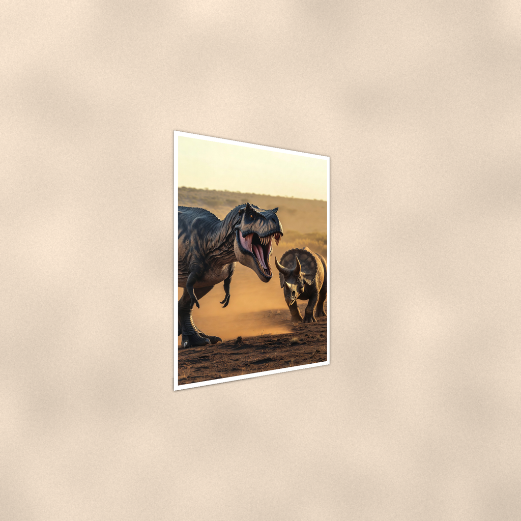 T-Rex Versus Triceratops - Dinosaur Poster 16x24 & 24x36 — Alternate wall view