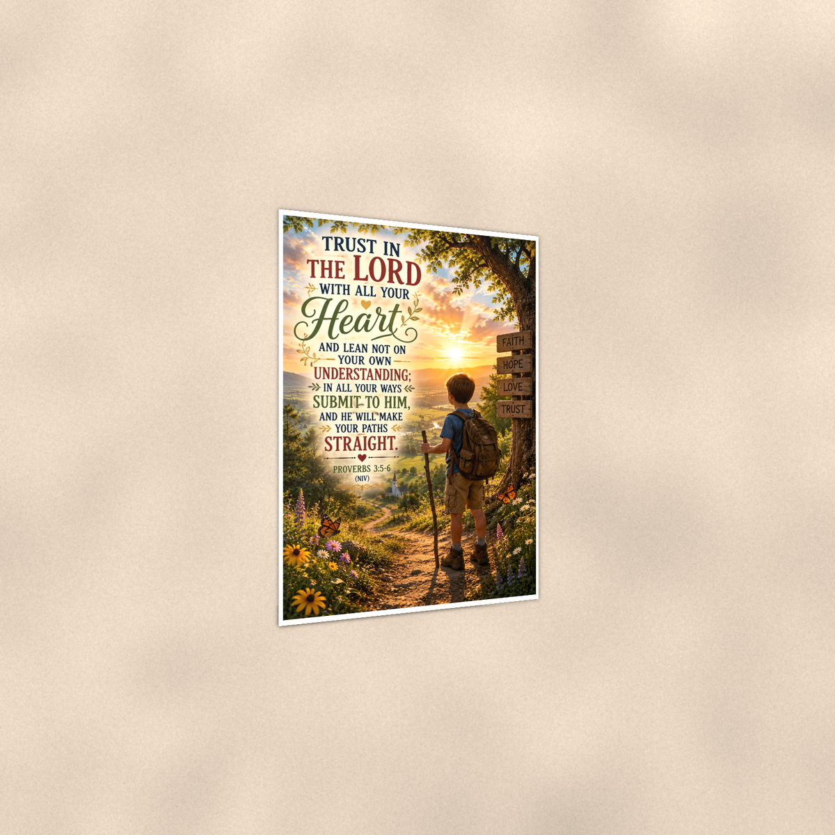 Trust In The Lord With All Your Heart - Proverbs 3:5-6, Christian Poster 16x24 & 24x36 — Print detail