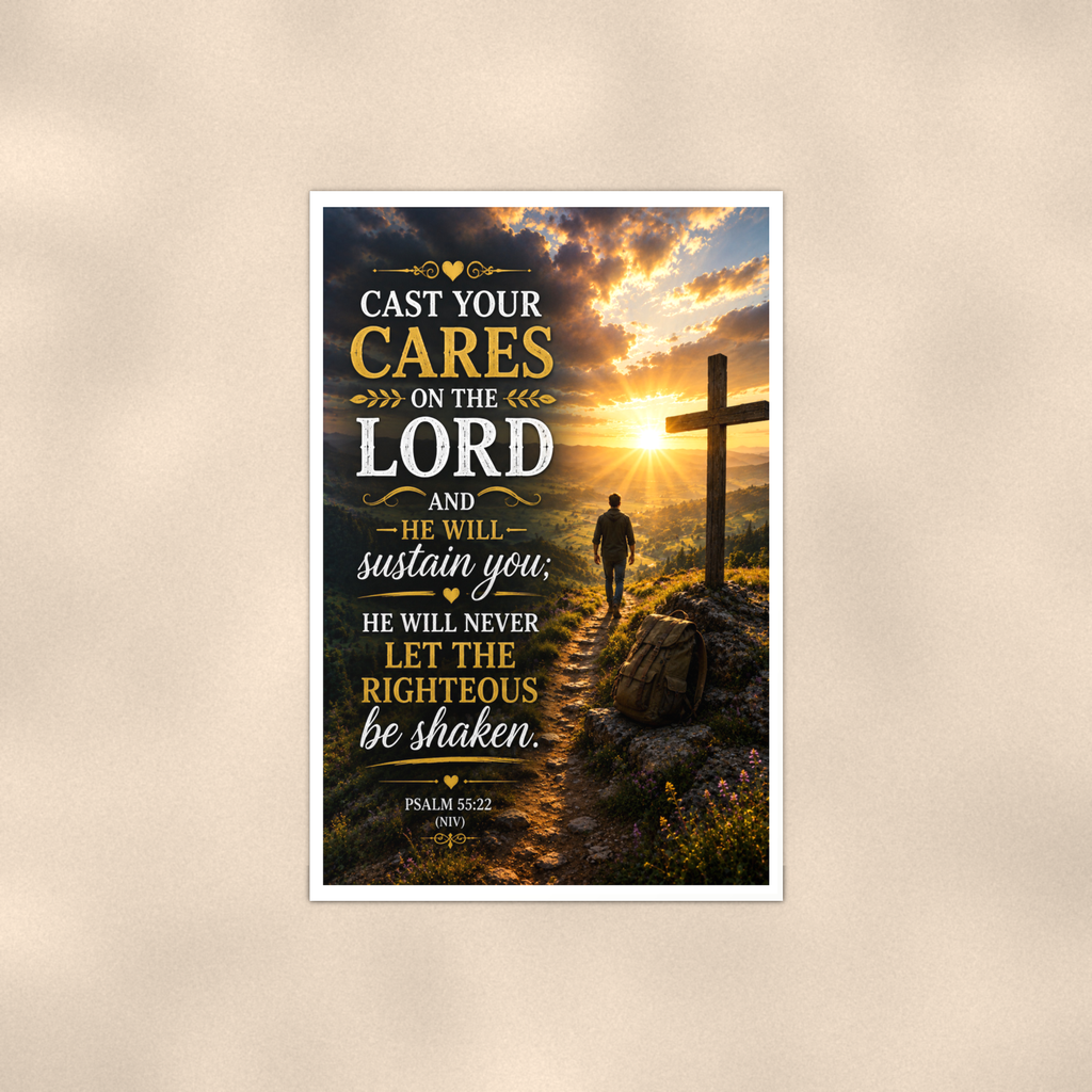 Cast Your Cares On The Lord - Psalm 55:22, Christian Poster 16x24 & 24x36 — Full product view