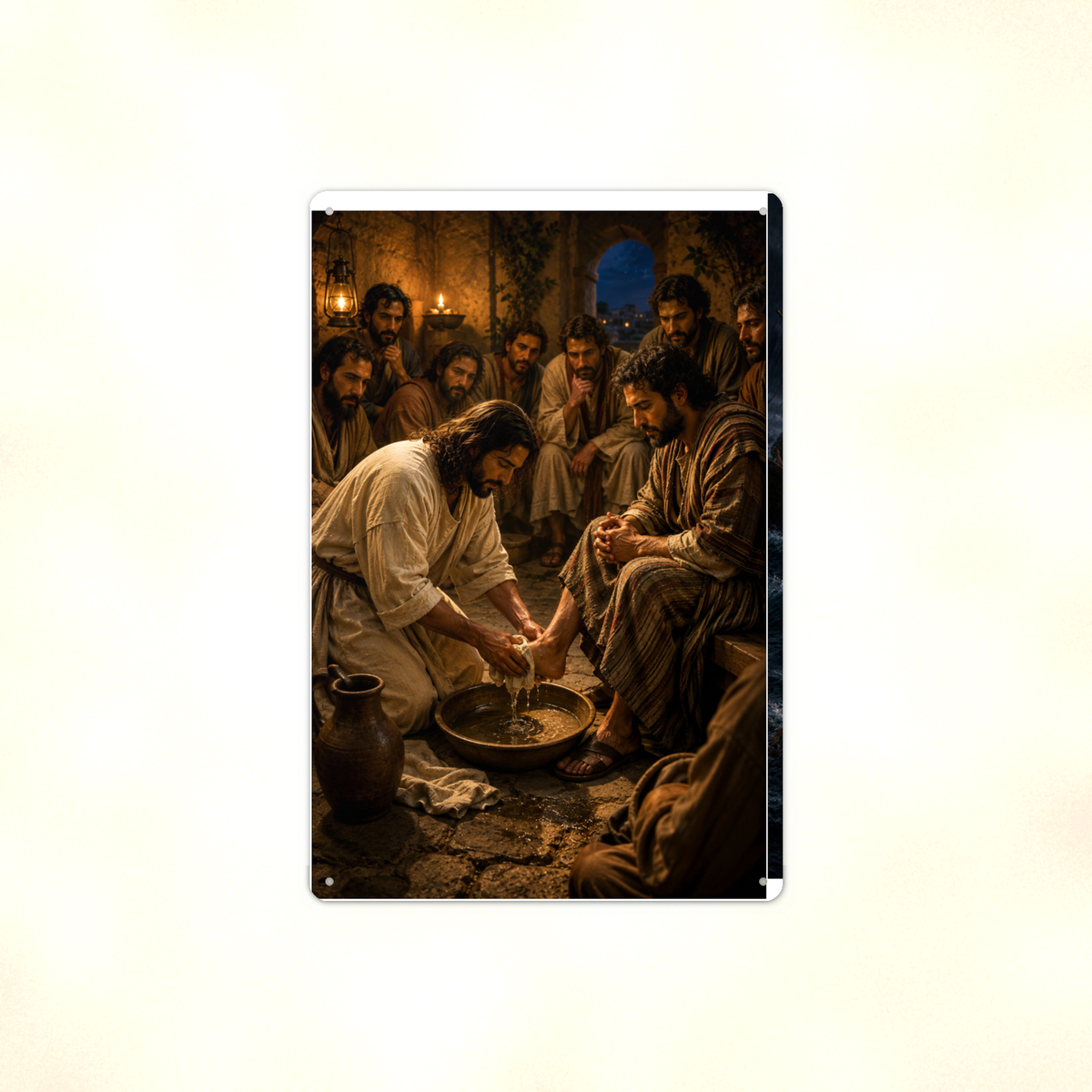 Jesus Washes A Disciple's Feet - Christian Metal Sign 8x12 & 12x18 — Full product view