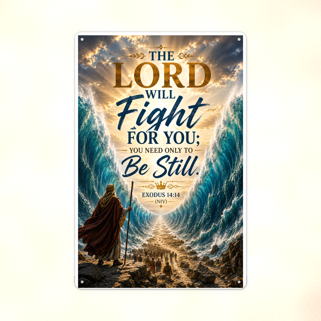 The Lord Will Fight For You, Be Still - Christian Metal Sign 8x12 & 12x18 — Print detail