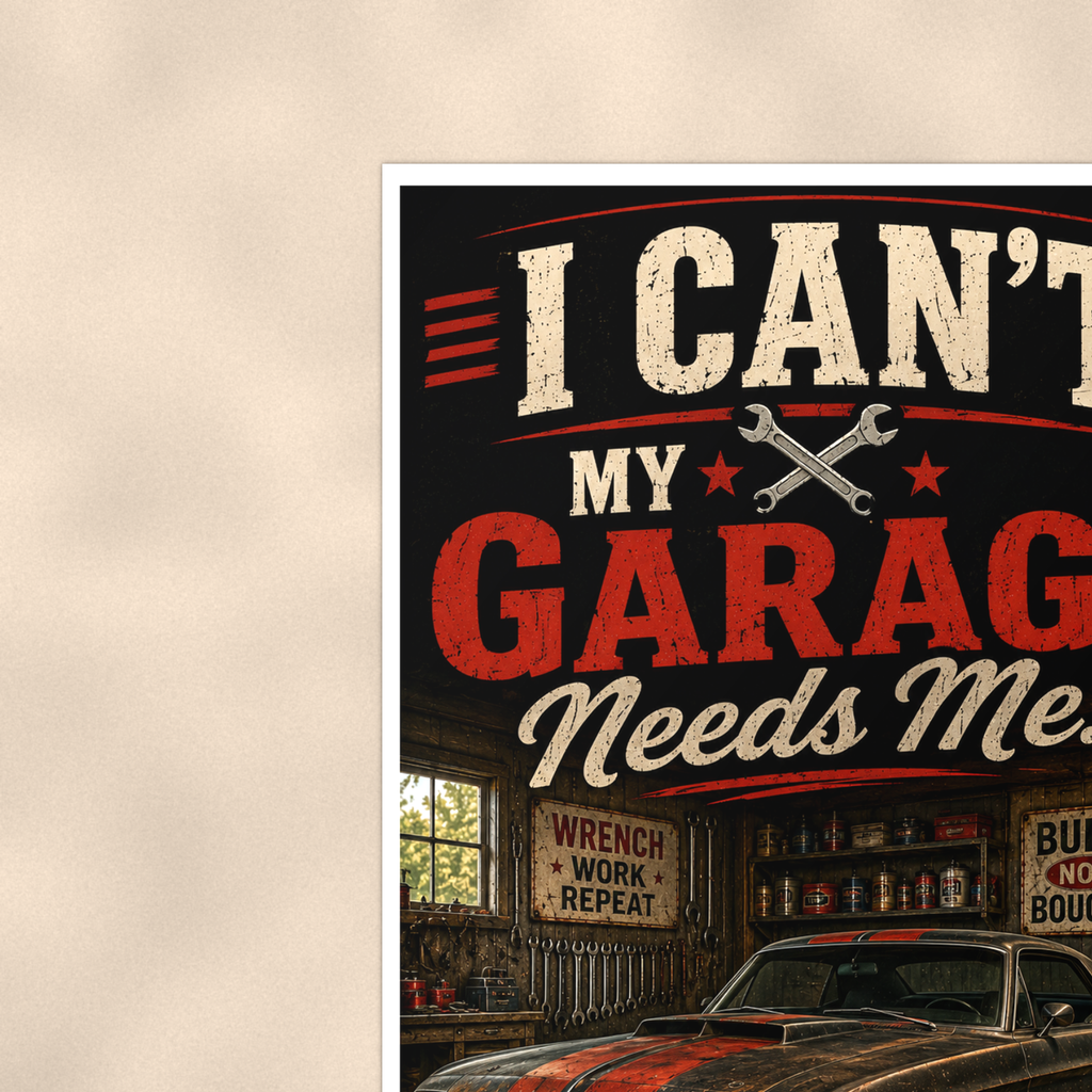 I Can't, My Garage Needs Me - Funny Poster 16x24 & 24x36 — Context view