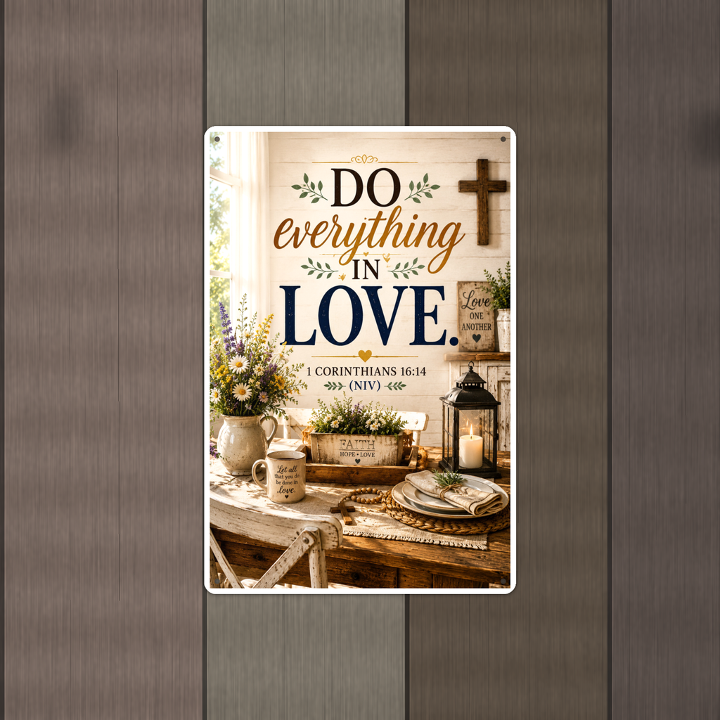 Do Everything In Love - 1 Corinthians 16:14, Christian Metal Sign 8x12 & 12x18 — Alternate wall view