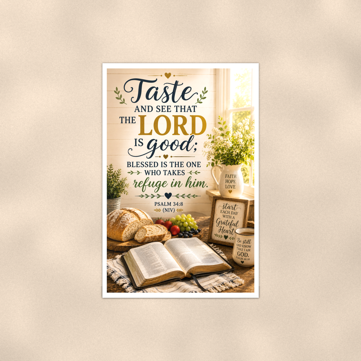 Taste And See That The Lord Is Good - Psalm 34:8, Christian Poster 16x24 & 24x36 — Full product view