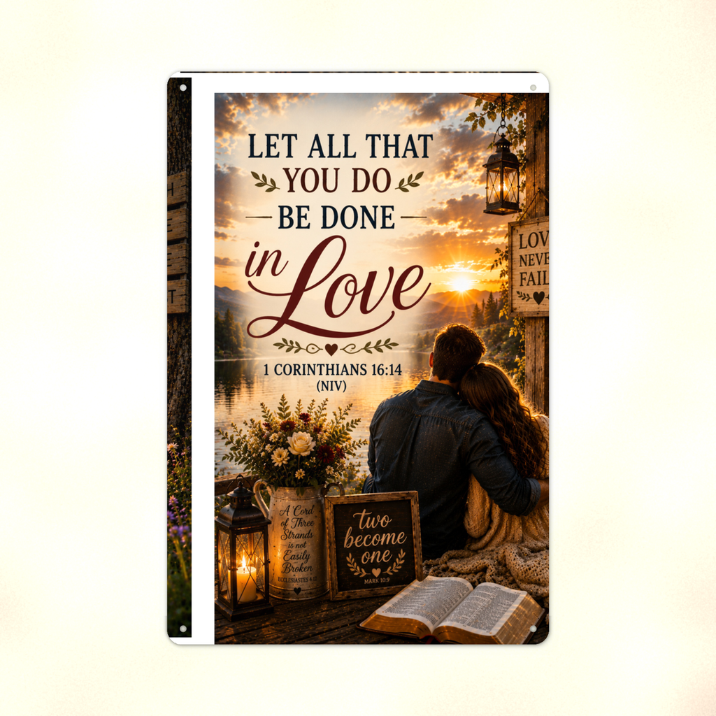 Let All That You Do Be Done In Love - 1 Corinthians 16:14, Christian Metal Sign 8x12 & 12x18 — Print detail