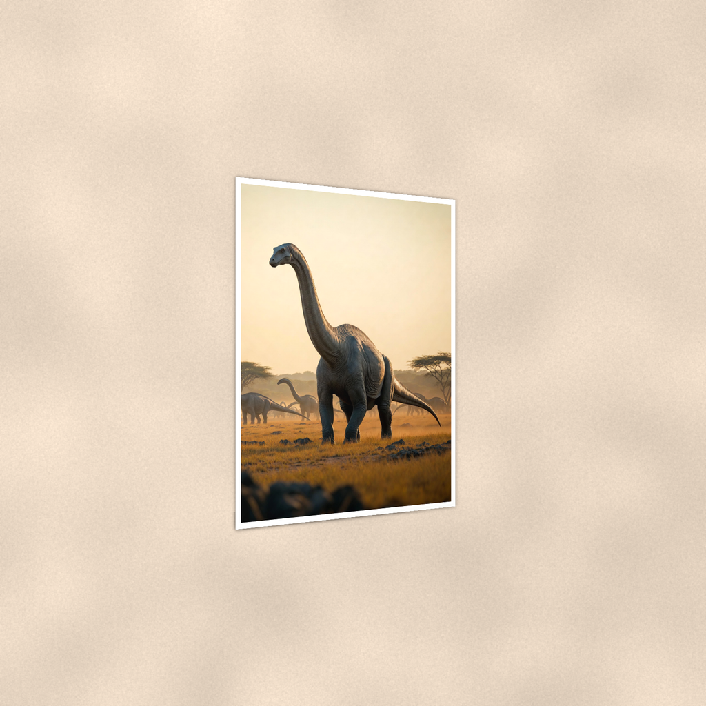 Long Neck Dinosaur Herd at Sunset - Poster 16x24 & 24x36 — Print detail