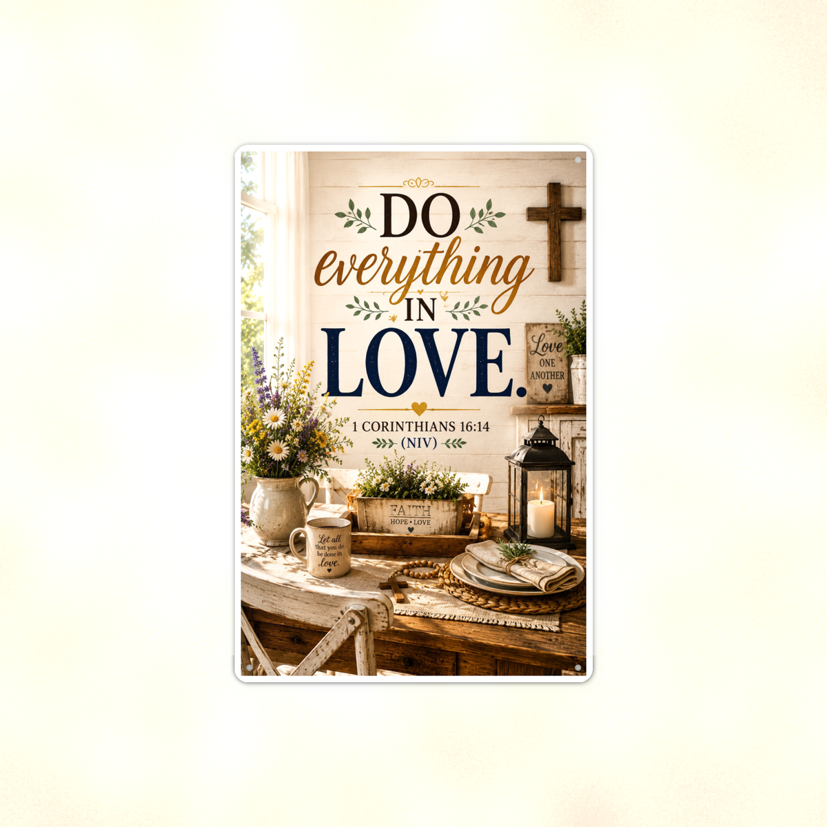 Do Everything In Love - 1 Corinthians 16:14, Christian Metal Sign 8x12 & 12x18 — Full product view