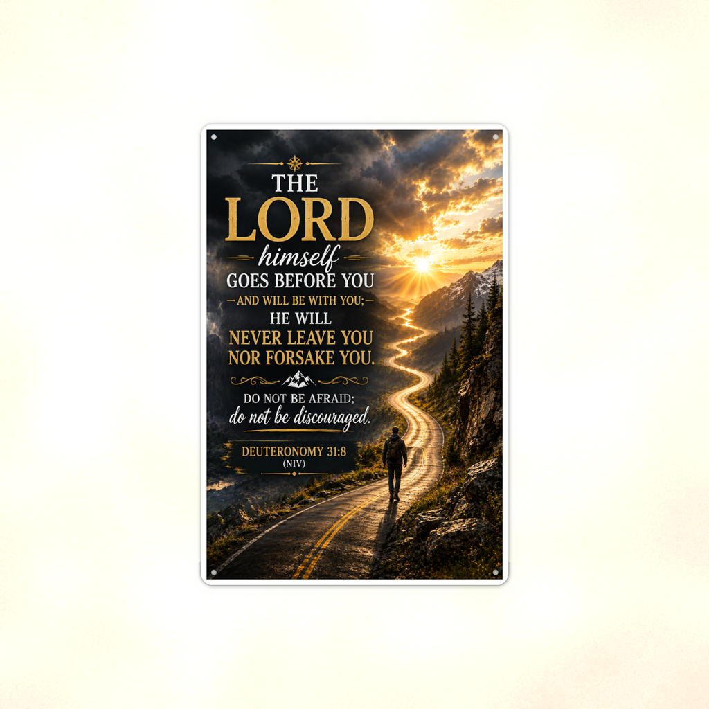 The Lord Himself Goes Before You - Deuteronomy 31:8, Christian Metal Sign 8x12 & 12x18 — Full product view