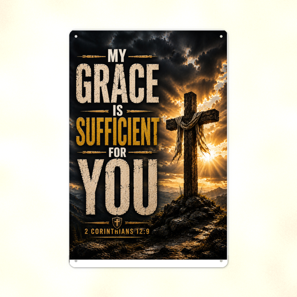 My Grace Is Sufficient For You - 2 Corinthians 12:9, Christian Metal Sign 8x12 & 12x18 — Print detail