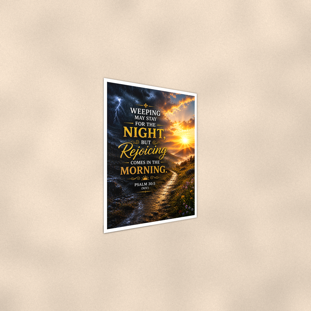 Weeping May Stay, But Rejoicing Comes In The Morning - Psalm 30:5, Christian Poster 16x24 & 24x36 — Alternate wall view