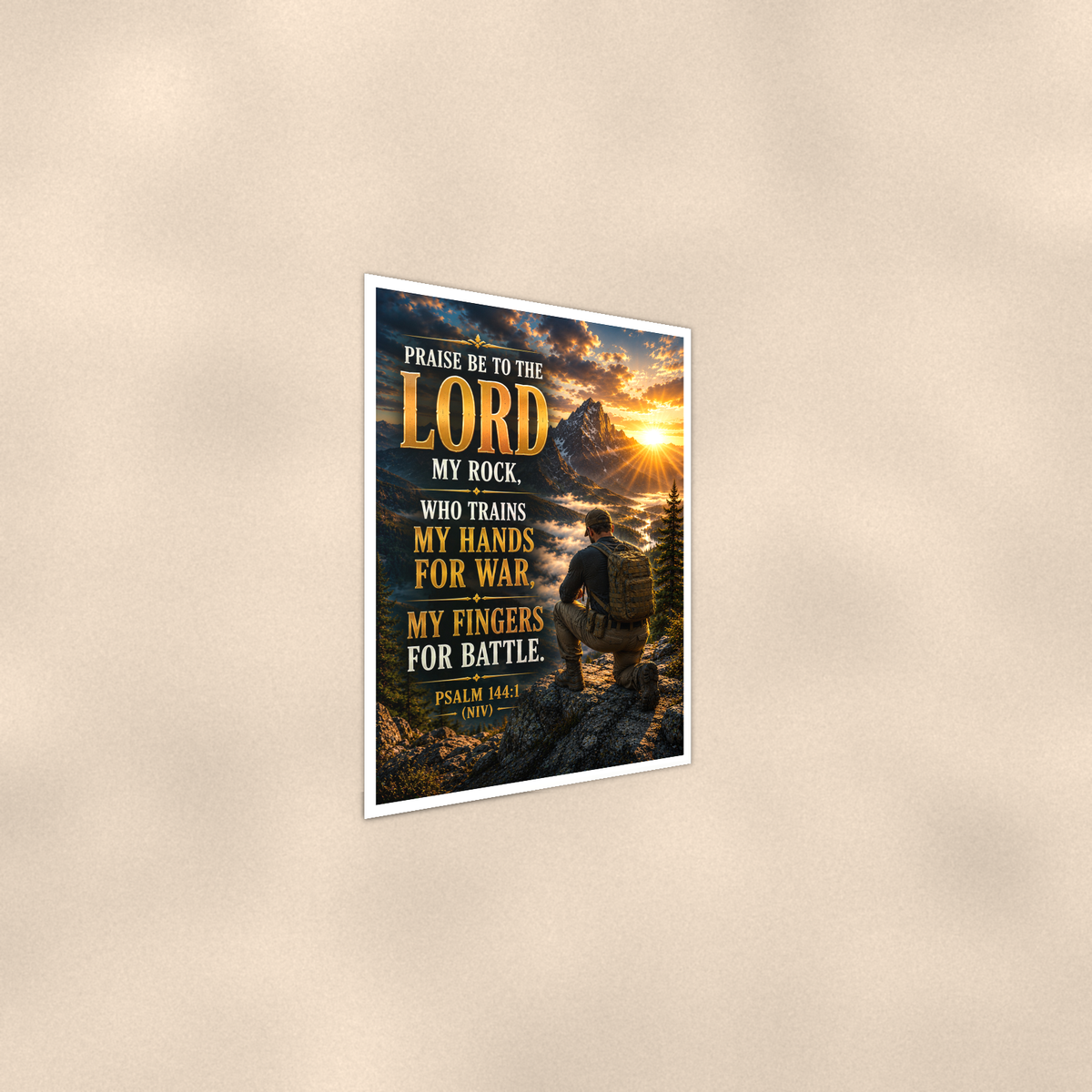 Praise Be To The Lord My Rock - Psalm 144:1, Christian Poster 16x24 & 24x36 — Alternate wall view
