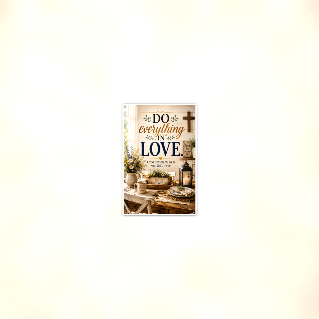 Do Everything In Love - 1 Corinthians 16:14, Christian Metal Sign 8x12 & 12x18 — Room display