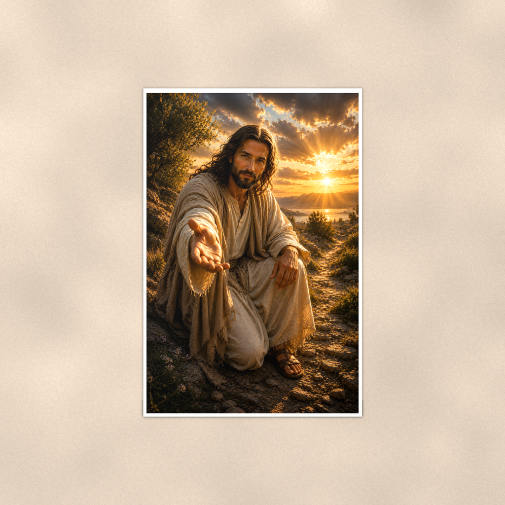 Jesus Reaching Out His Hand - Christian Poster 16x24 & 24x36 — Full product view