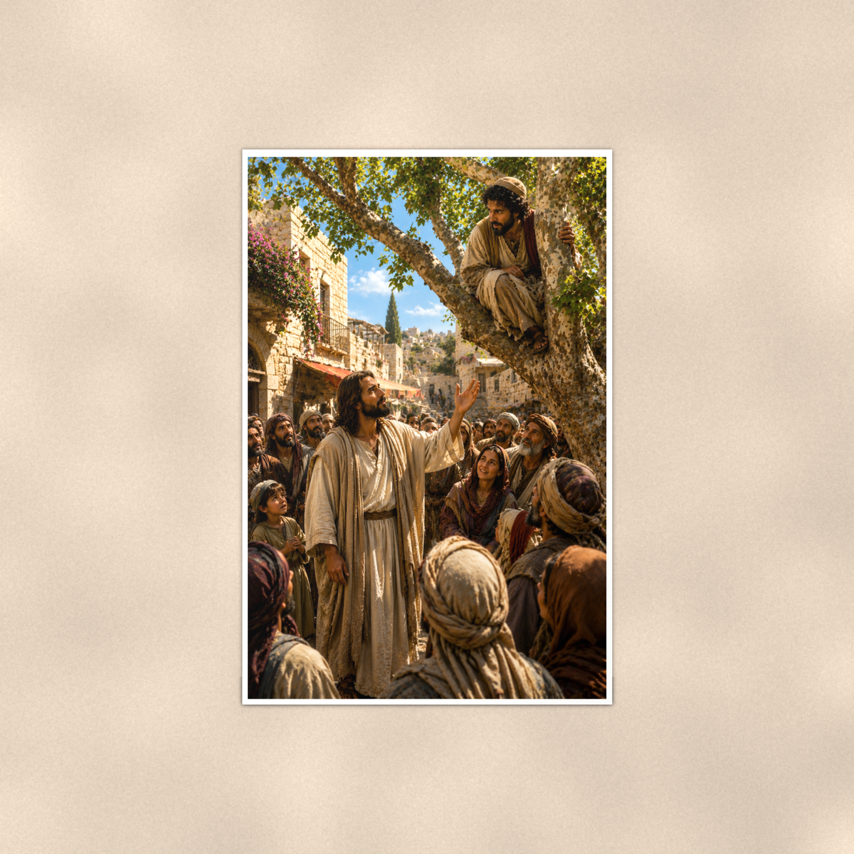 Jesus Calling Zacchaeus From The Tree - Christian Poster 16x24 & 24x36 — Full product view