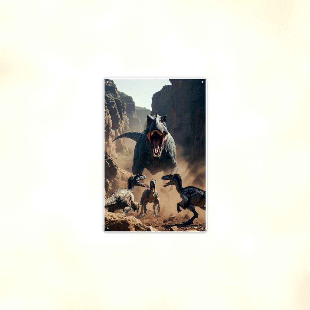 Predator Dinosaur and Raptor Pack, Canyon Scene - Metal Sign 8x12 & 12x18 — Context view